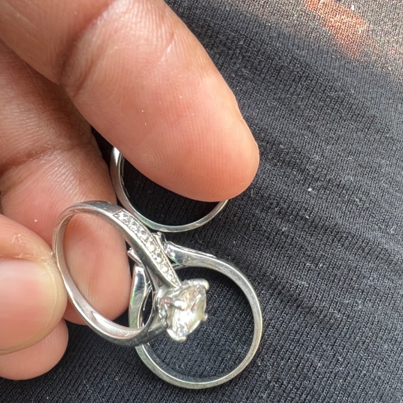 Wedding ring set 10KT White gold - Picture 8 of 17